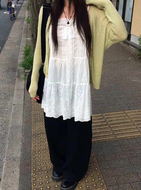 Hyujin Button See-Through Knit Cardigan