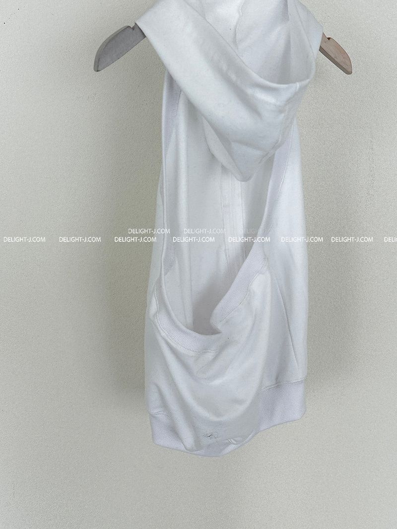 Backless Hooded Zip-Up Sleeveless