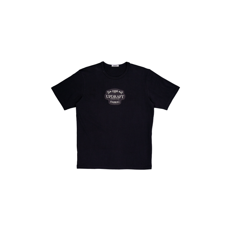 [UPDRAFT]APPLIQUE COTTON T-SHIRT BLACK