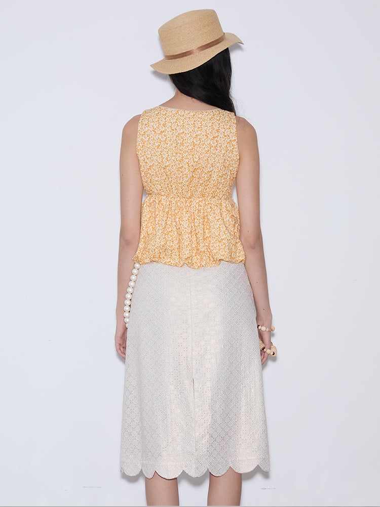 rirri SS25 バケーションウェア 100%コットン フローラル ブラウス - Resort Collection
