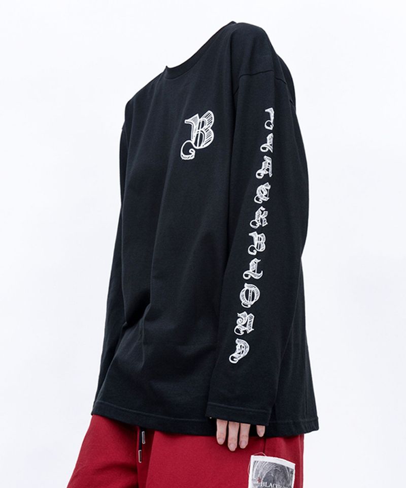 BLACKBLOND（ブラックブロンド）の「BBDスケッチロゴロングTシャツ(Black)（トップス）」