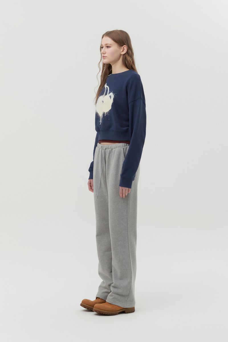 MELTING CHERRY PRINTED CROP SWEATSHIRT [NAVY]