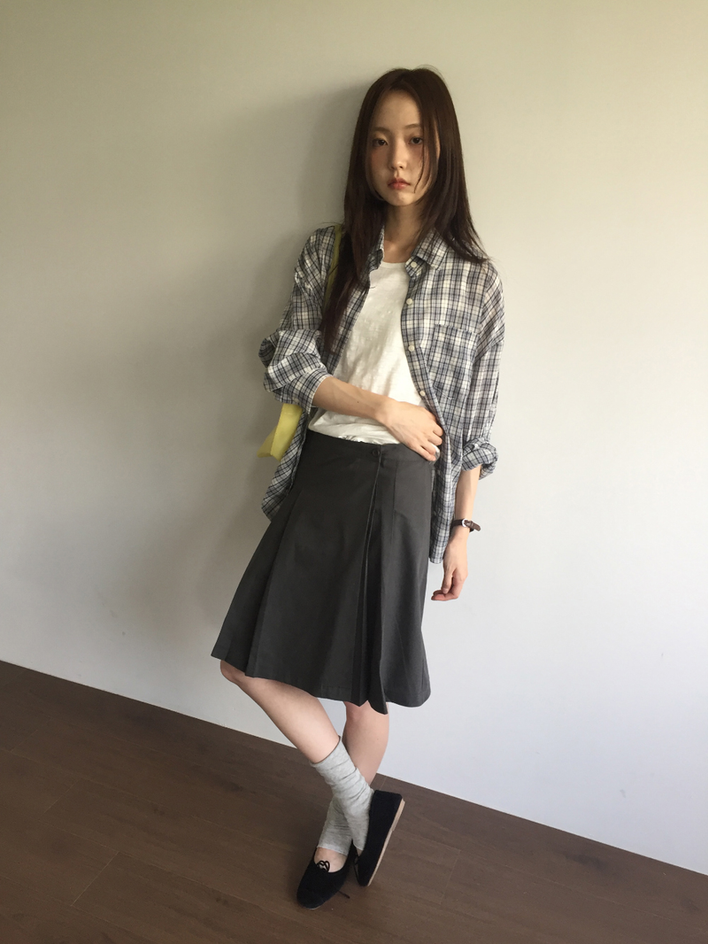 Fold wrap midi skirt (2color)