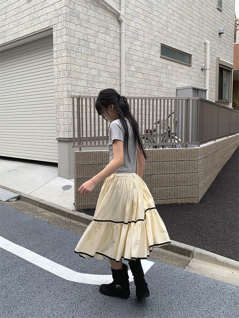 TAPE FLARE RIBBON SKIRT (2C)