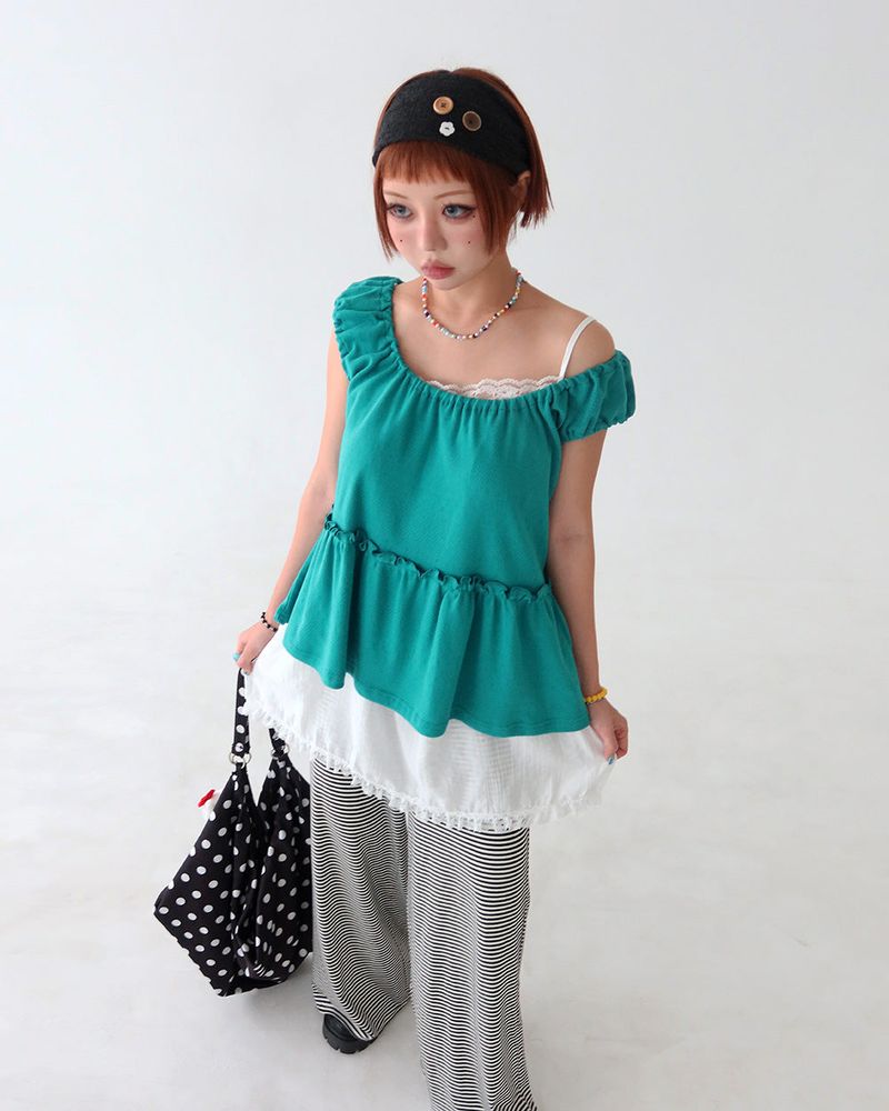 inen lace bustier long blouse & mini dress
