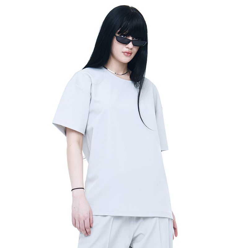 C Wear by the Genius(シーウェア バイザジーニアス)の「WOVEN 1/2 HALF T-SHIRT COOL GREY(Tops)」