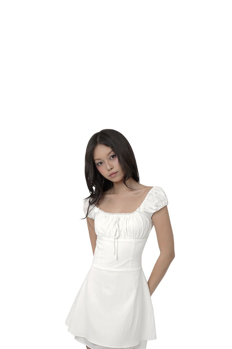 Chloe ribbon dress, White