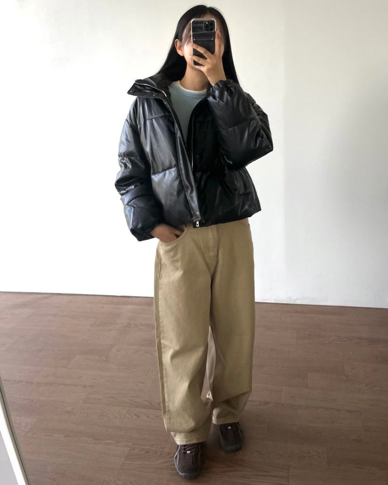 Mute Leather Short Padding Down Jumper 3C