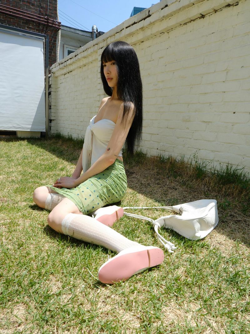 wave ribbon flat shoes