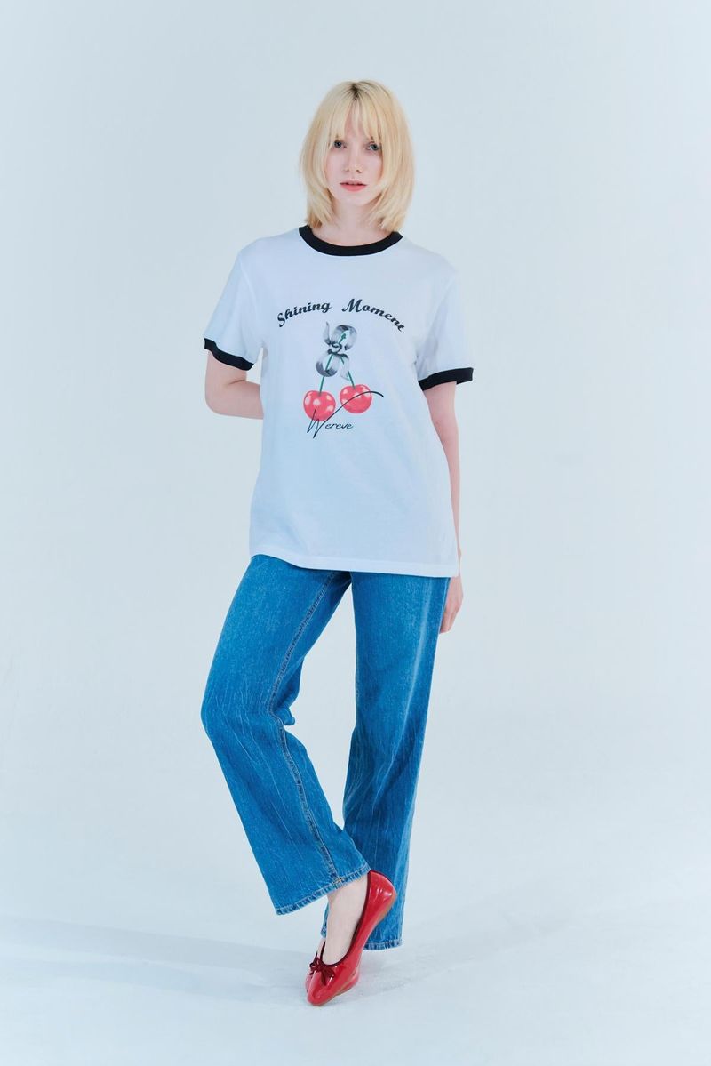 Cherry ringer t-shirt_white/black