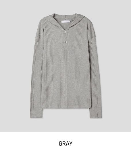 Taze Line Button Knit Hoodie