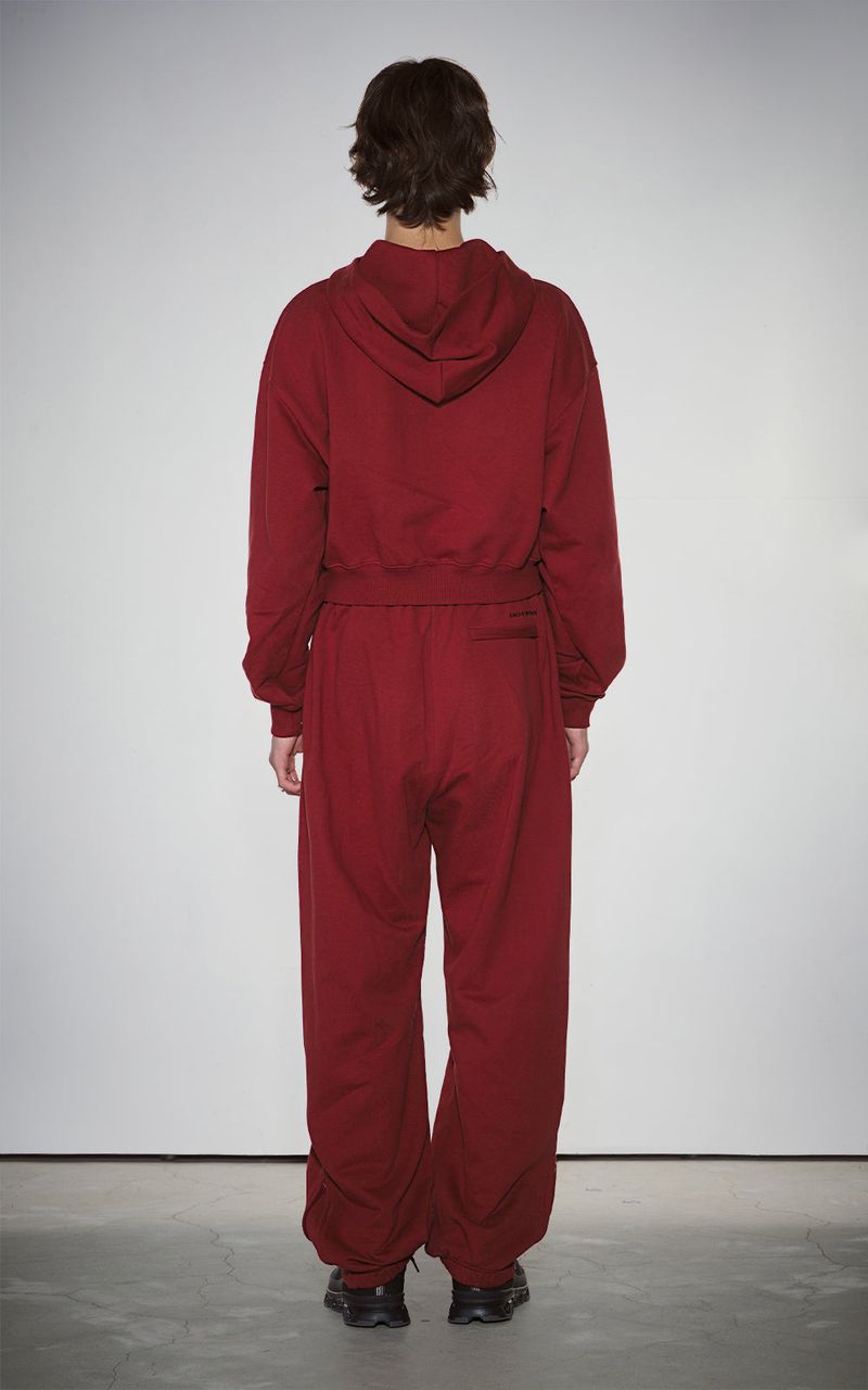 HAIF-ZIP HOODIE (CROP)_DARK RED