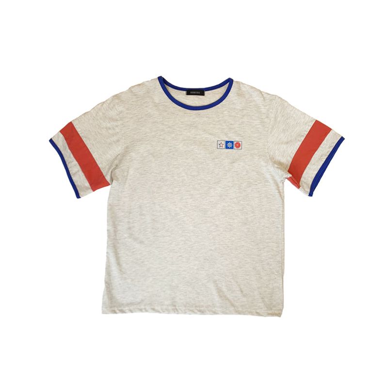 Square Print Ringer Tee (oatmeal)