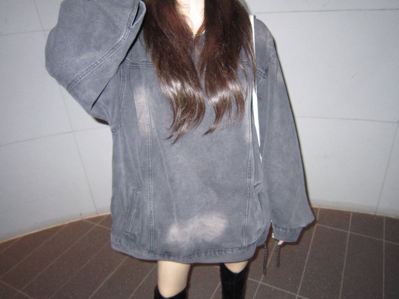 Denim washing hoodie
