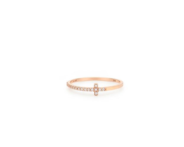 26SS★ Truly Essence 14K Cross Pave Ring