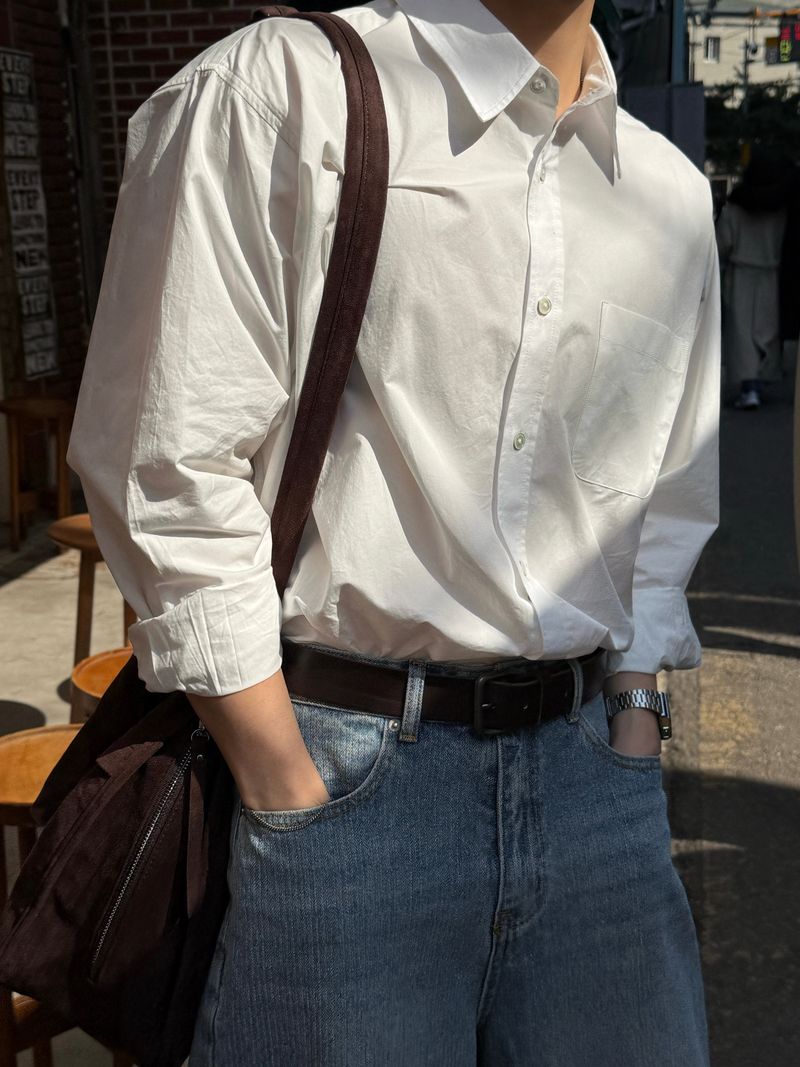 Indigo curved denim pants