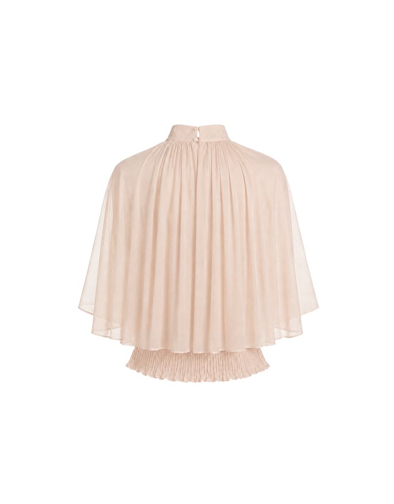 Elira Chiffon Drape Cape Blouse Pink