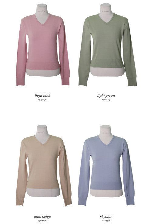 Standard Crop V-neck Knit (12color)