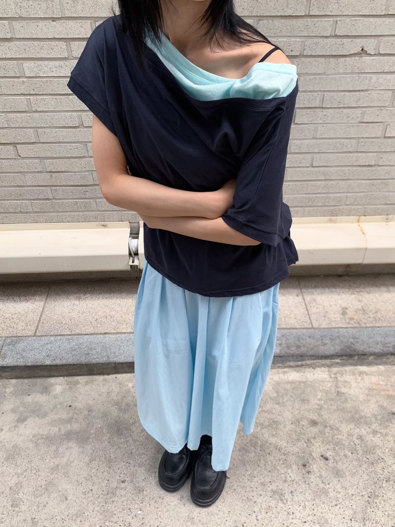  UNBAL SHOULDER COTTON TOP