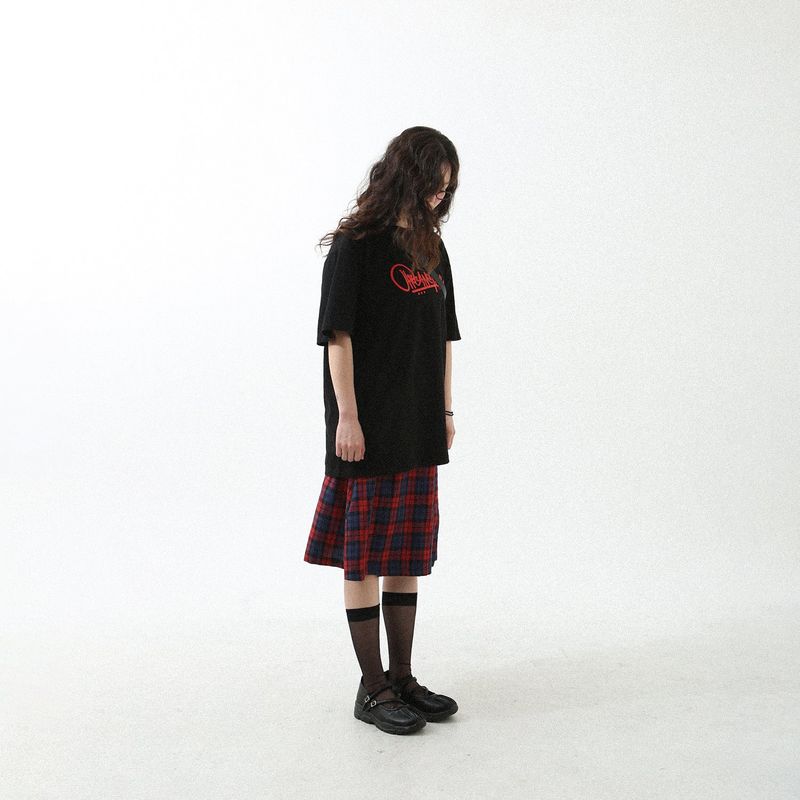 TARTAN CHECK WRAP SKIRT RED