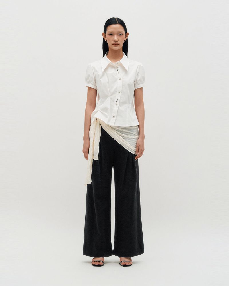 Pleated Wide Lounge Pants _ Black