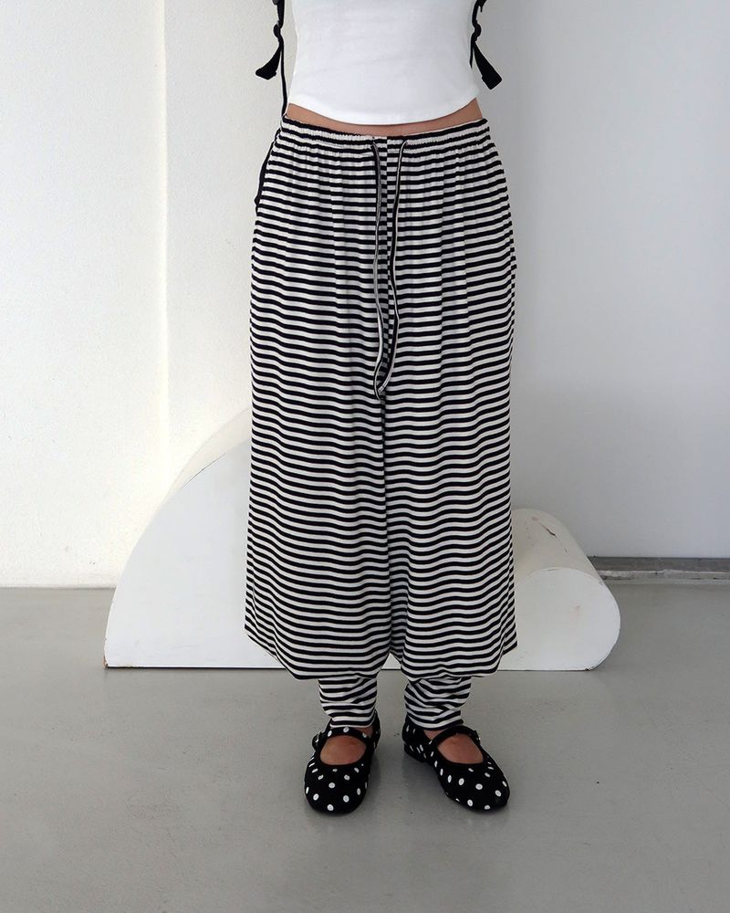 Stripe warmer harem jogger pants