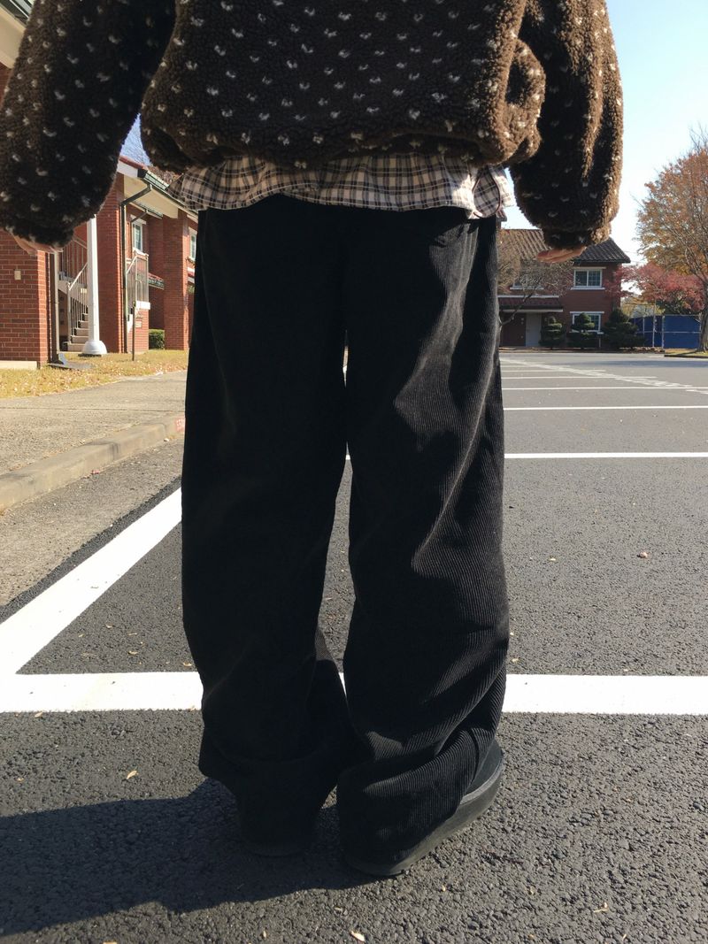 Down Lining Corduroy Wide Pants