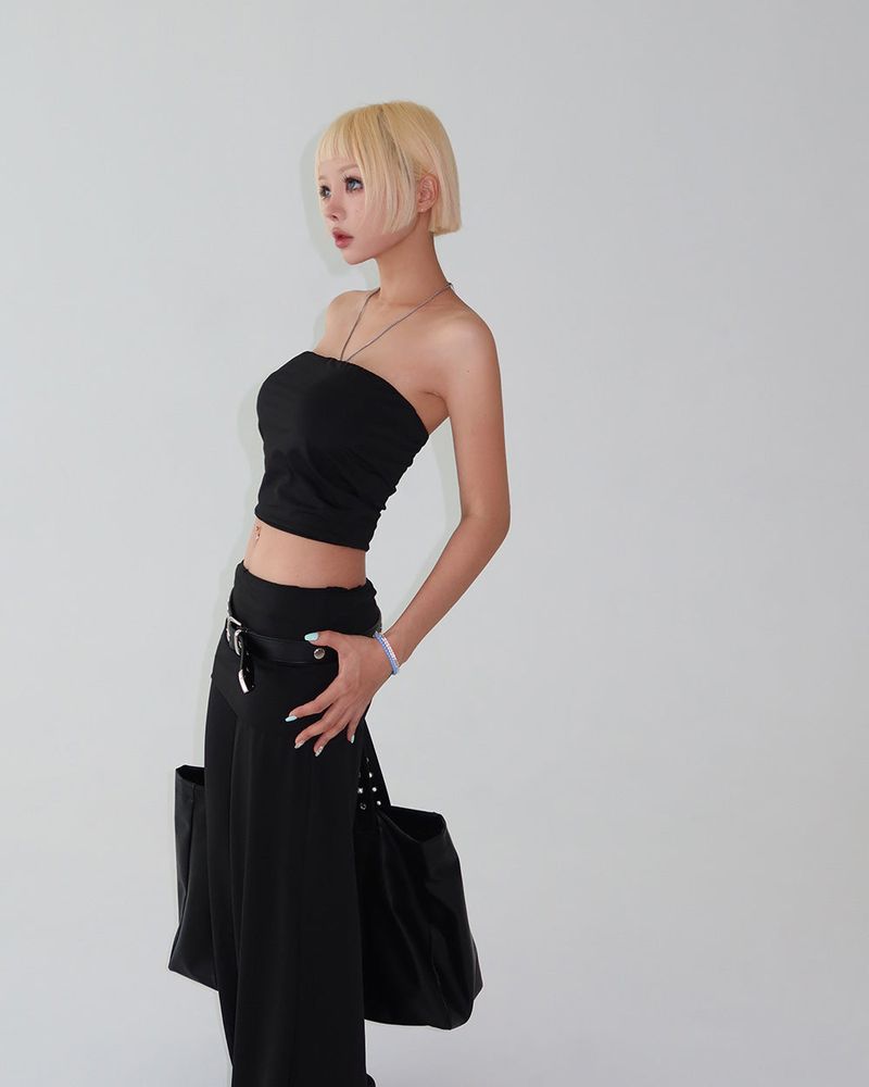 Summer Tube Top & Roll-Up Pants Two-Piece Set