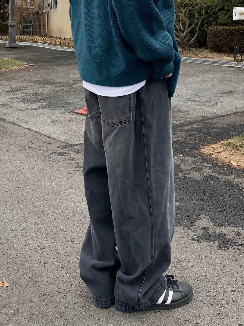 Two-tuck denim balloon pants 2C