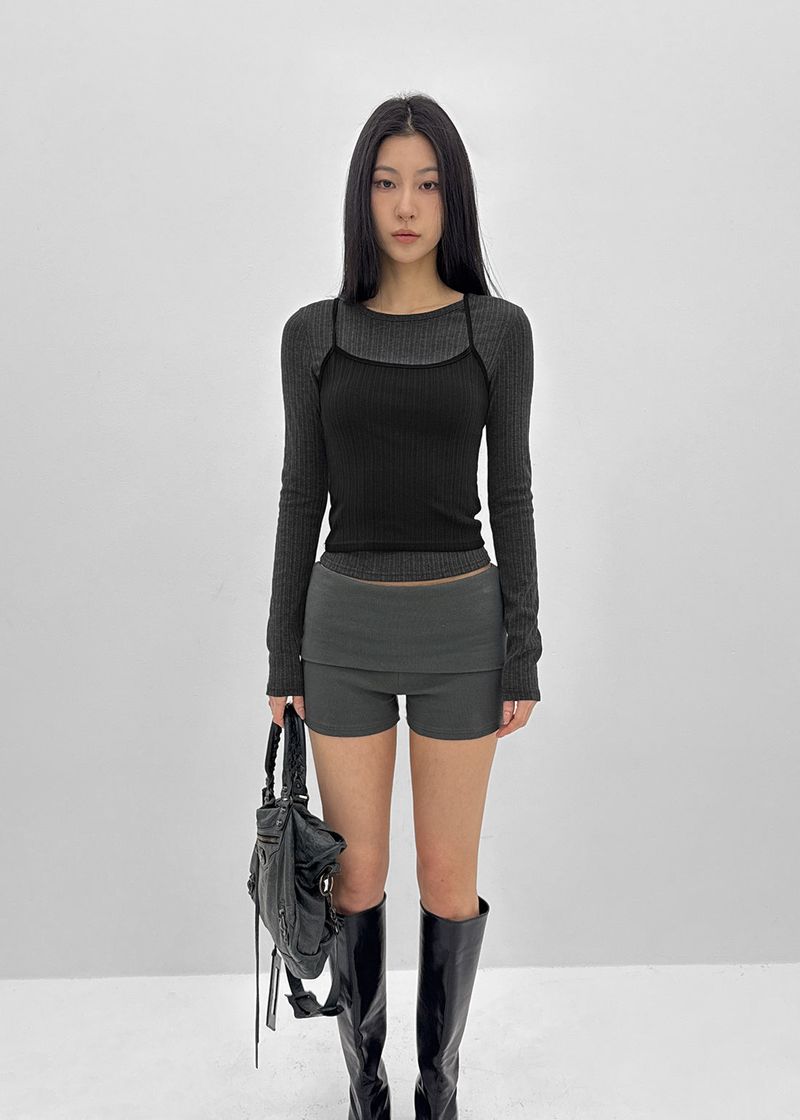 [MADE] Fluffy Layered Ribbed Sleeveless Top (Set Available)