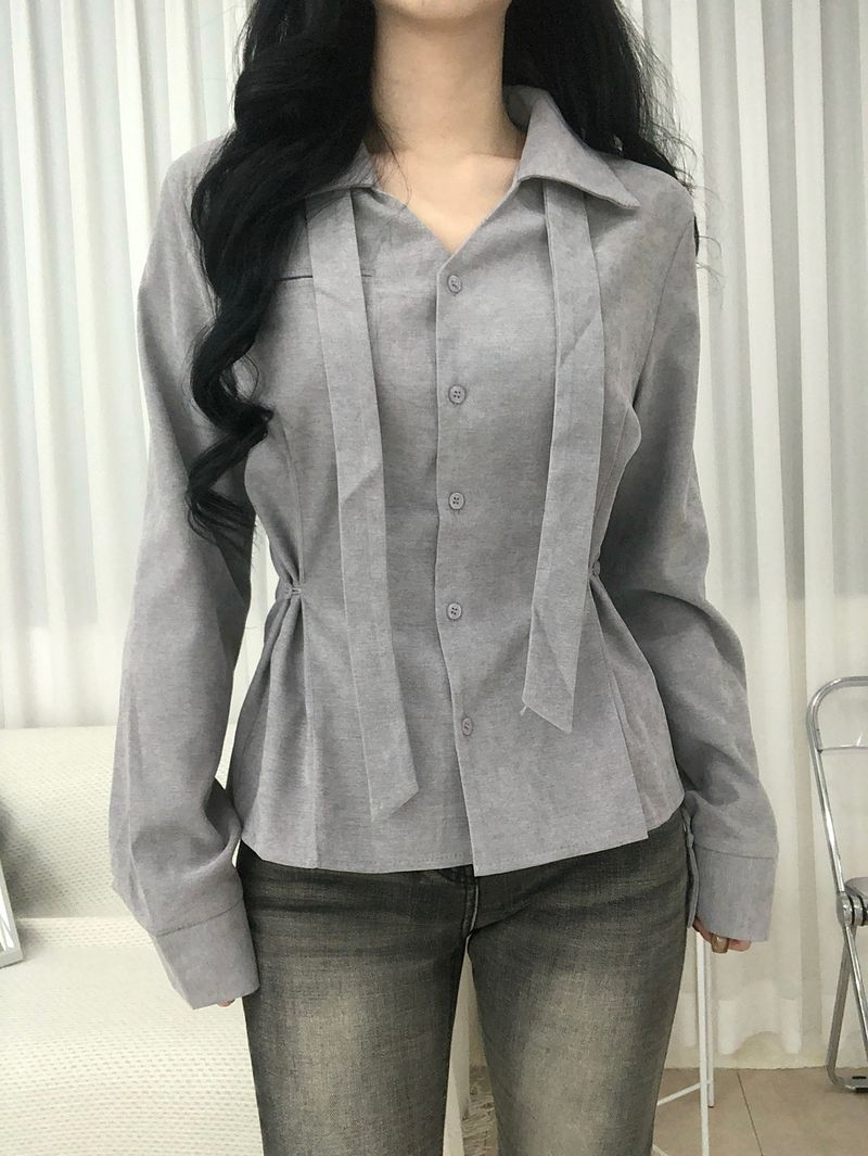 Dual Tie Pintuck Line Shirt