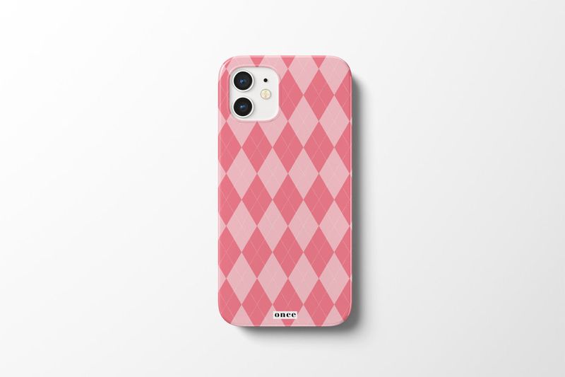 (glossy) pink argyle check Phone Case