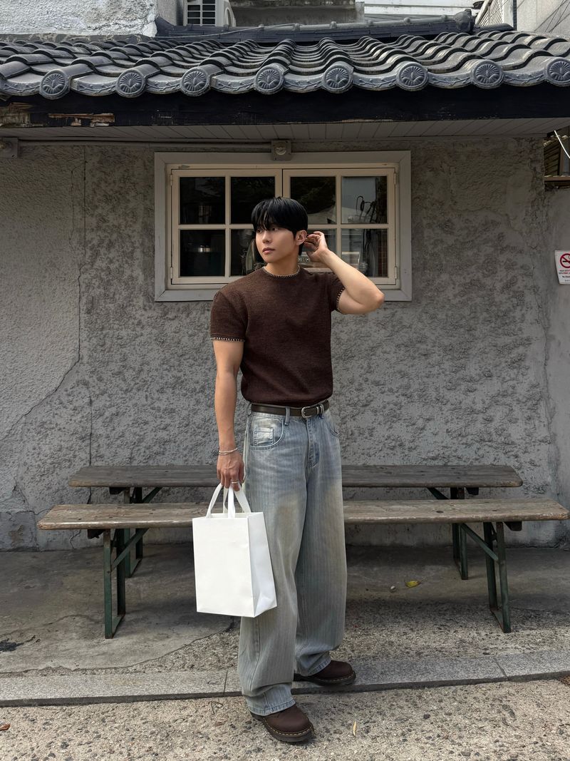 Fitz stripe denim pants