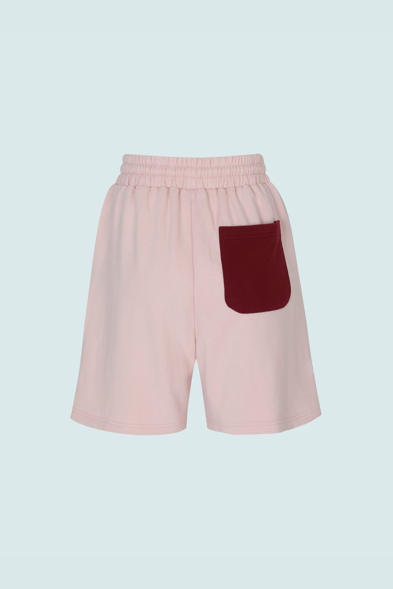 CONTRAST SLIT SHORT SWEATPANTS (PINK)