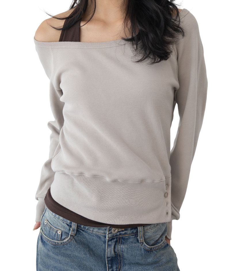 (Set) Wapi Layered Waffle Sweatshirt