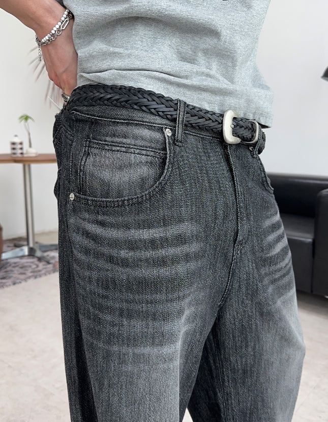 Carton linen-like washed denim pants
