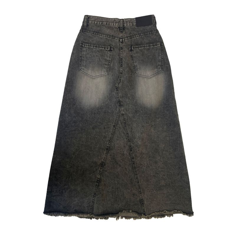 Rough denim long skirt
