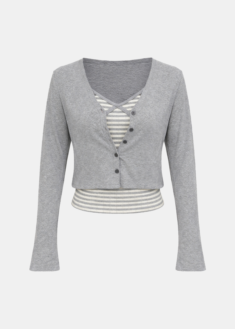 Merry Stripe Sleeveless Top & Cardigan Set
