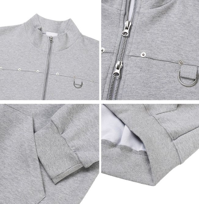 Berop D-ring Crop Zip-up