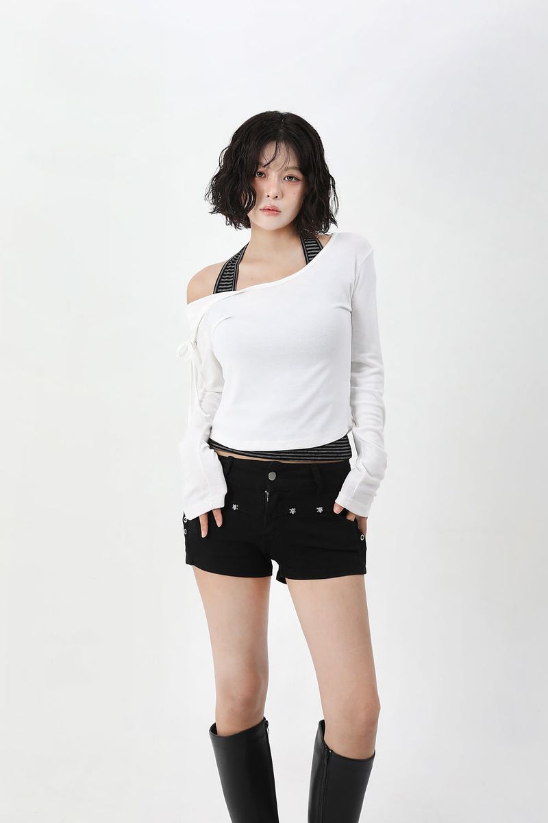 Stripe Haulter Neck Sleeveless