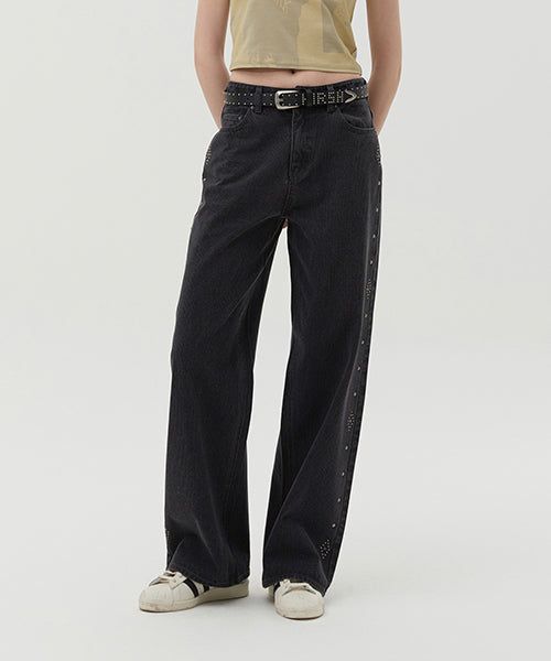 KIRSH（キルシー）の「STRIPE WIDE FIT DENIM PANTS [CHARCOAL]（Pants）」