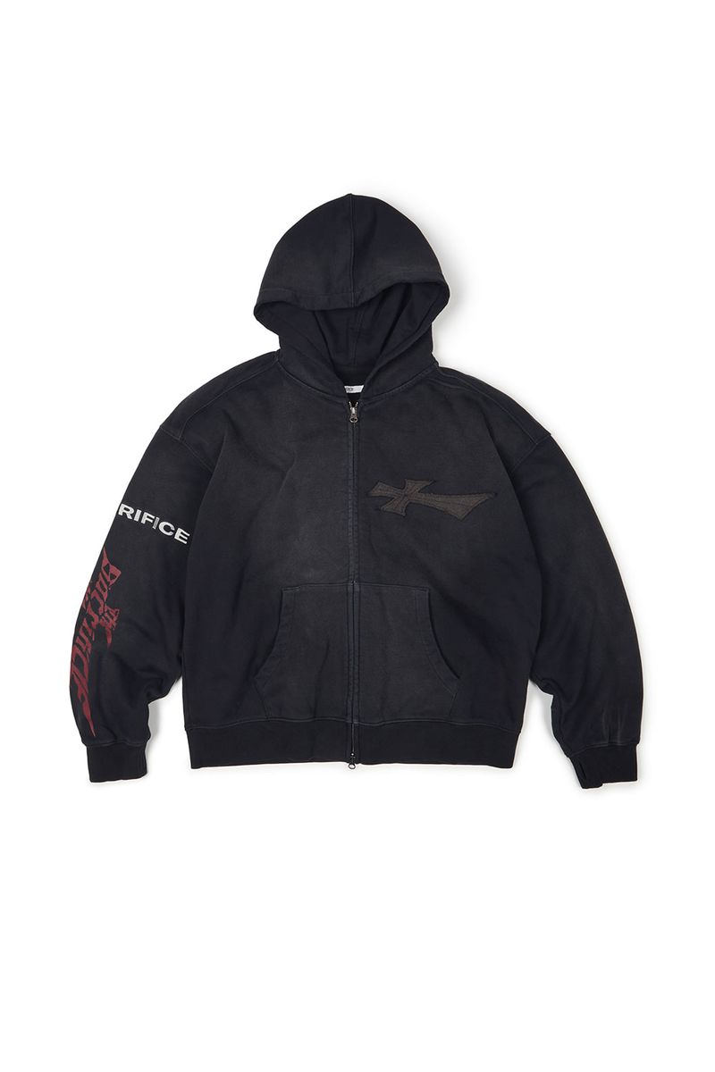 WASHED SACRIFICE HOOD ZIP UP (BLACK)