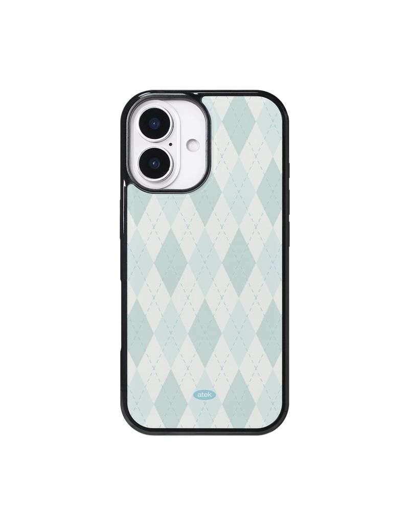 ATEK(アテック)の「Check Pattern MagSafe Glass Bumper Case(Blue)(Smartphone Accessories)」