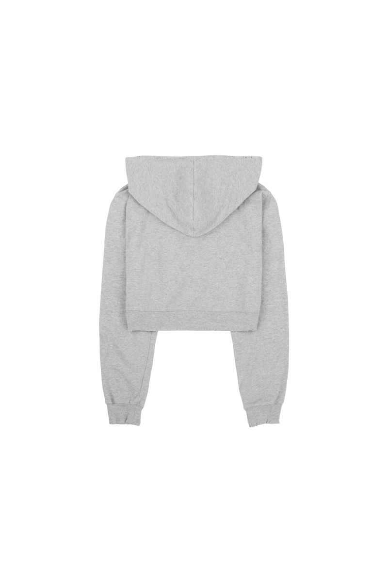 Crop Logo Hood Zip-Up (GRAY)