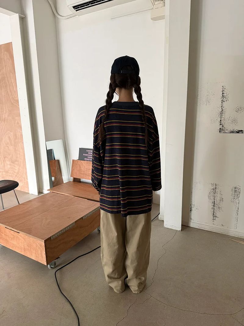 multi stripe boxy T