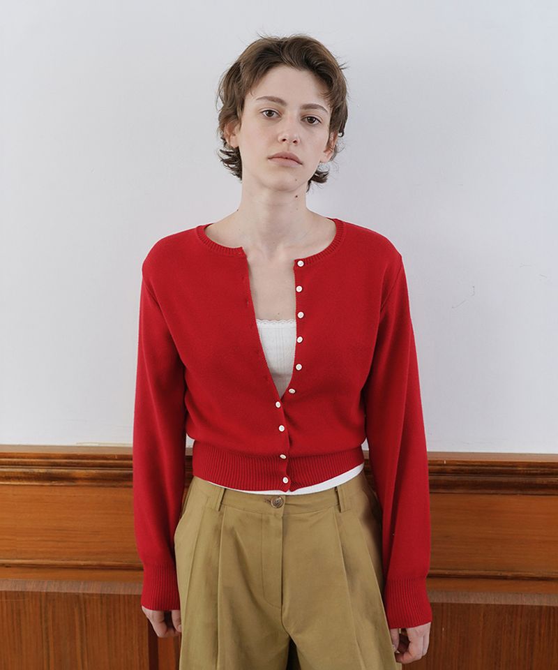 WITHOUTSUMMER（ウィズアウトサマー）の「Essencial cardigan_red（Tops）」