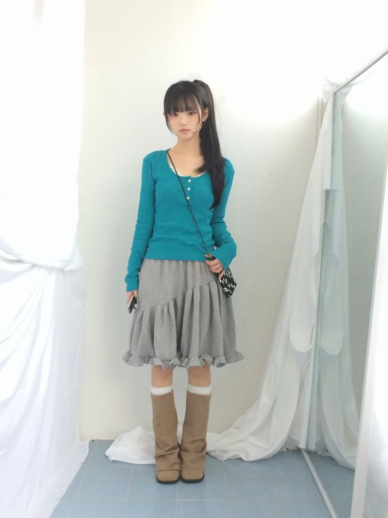 Flare cotton incision skirt
