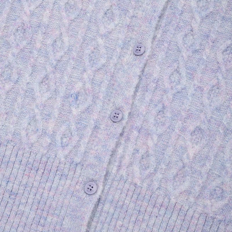 SMALL CHERRY CABLE KNIT CARDIGAN [LAVENDER]