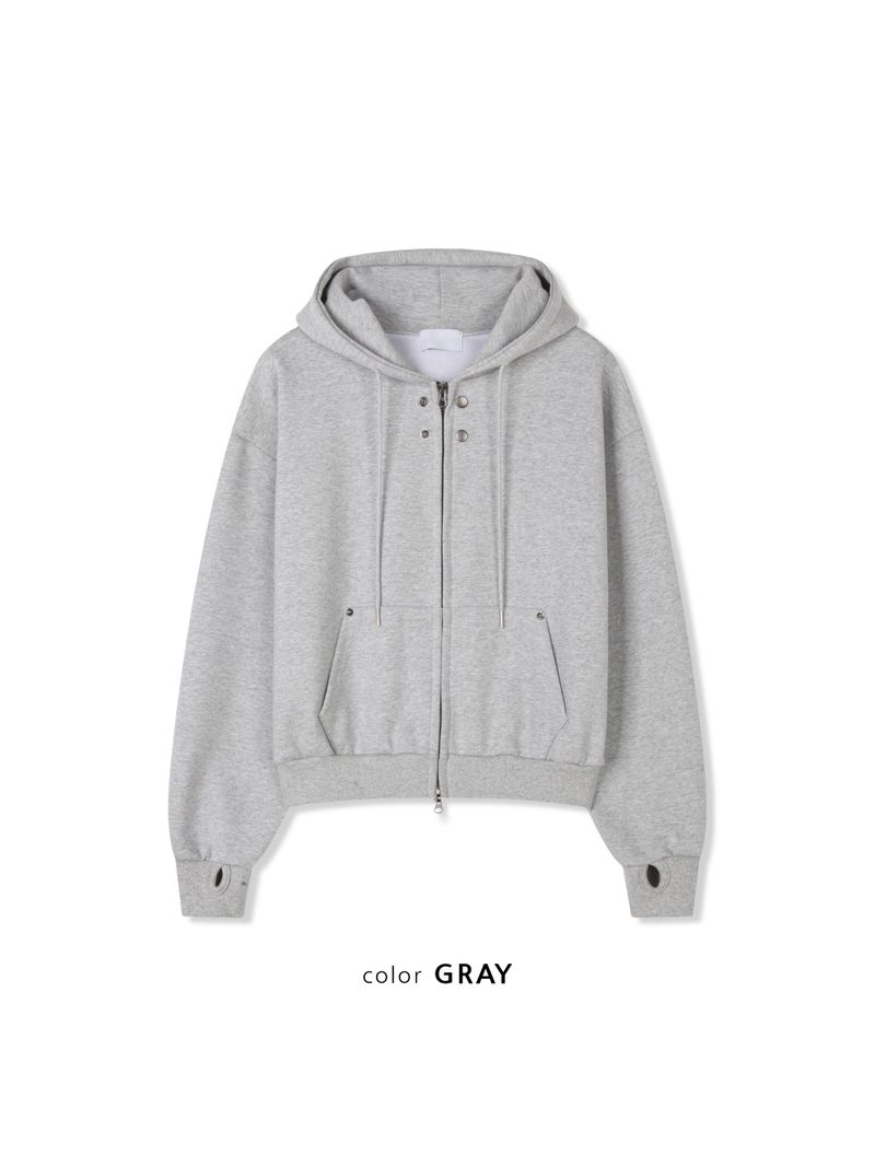 double-button hooded zip-up hoodie (2colors)