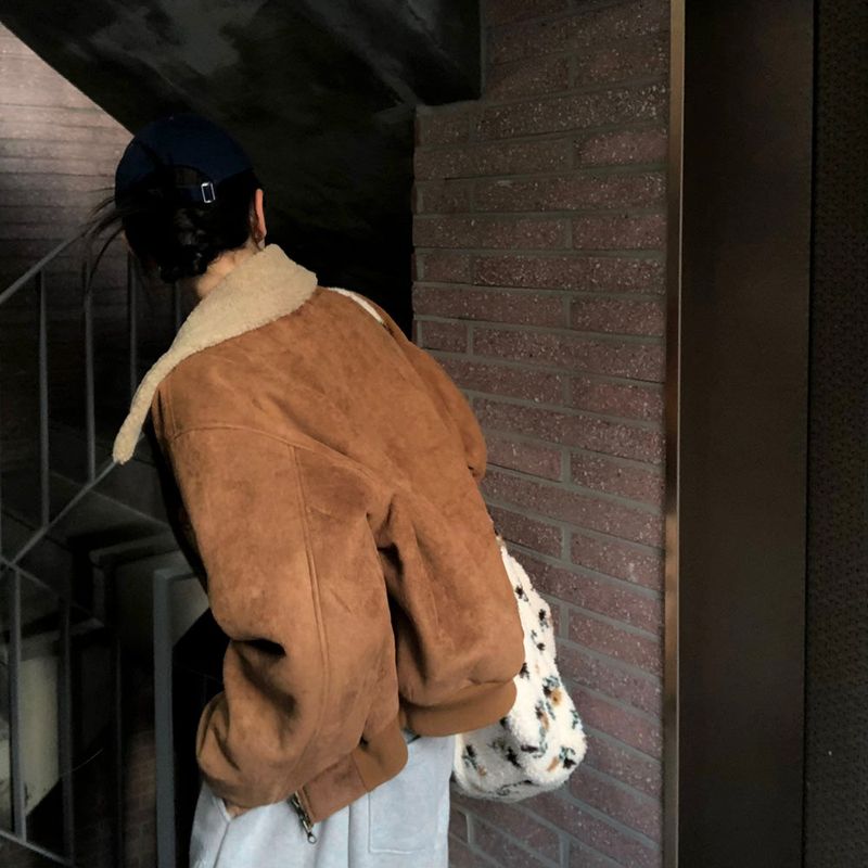 [BELLIDE MADE] Mock, suede blouson mouton jacket